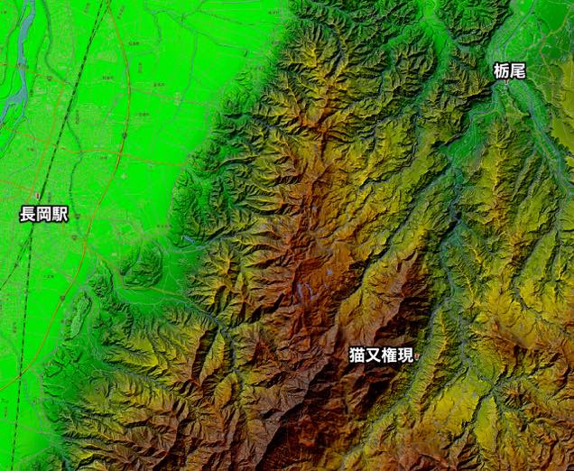 カシミール3Dで作成した猫叉権現の地形図