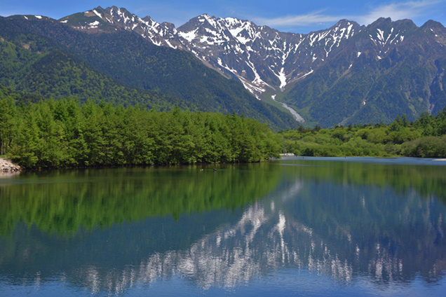 大正池と穂高連峰