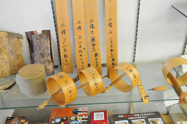大館曲げわっぱ体験工房　工程を書いたわっぱ