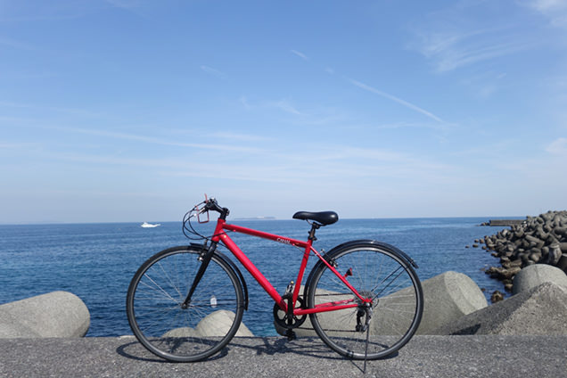 レンタサイクルと伊豆の海