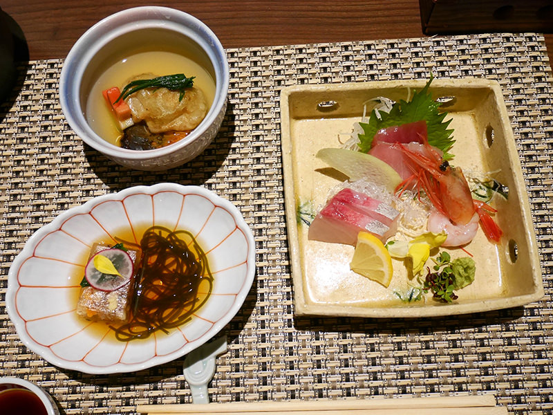 御造り、小鉢、銀餡