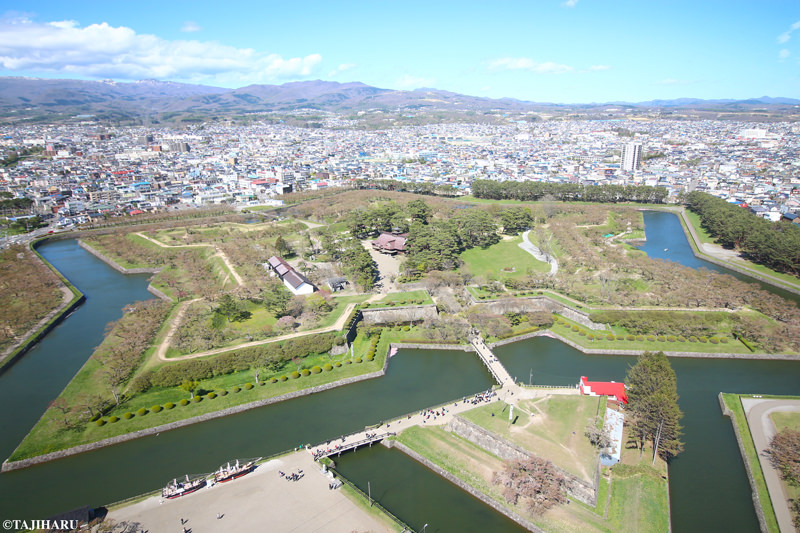 展望台からは、五稜郭全体と、函館市街も一望できます