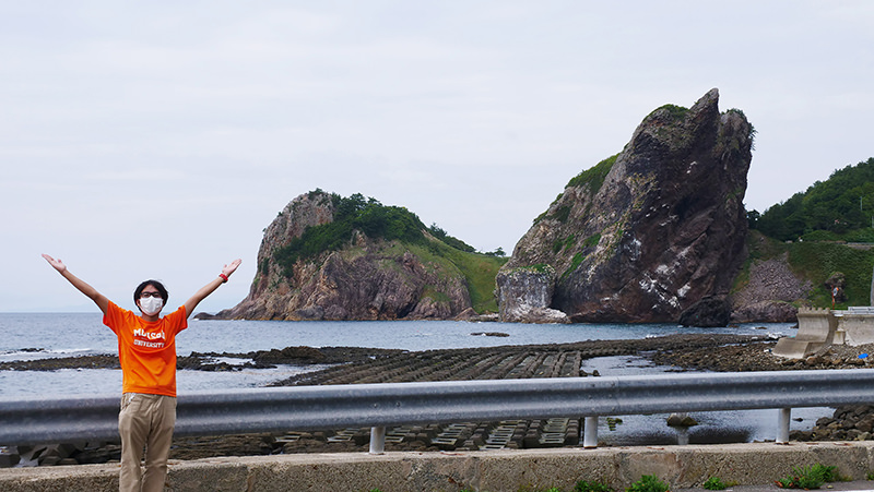 願掛岩　筆者