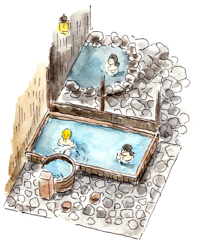 青荷温泉　滝見の湯　イラスト