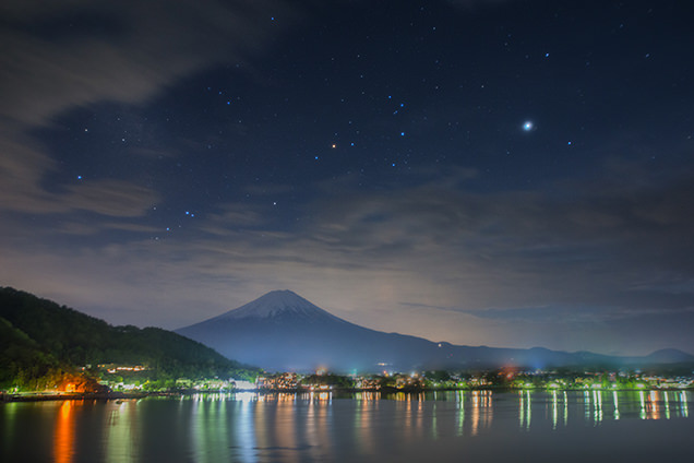 河口湖大橋の夜景
