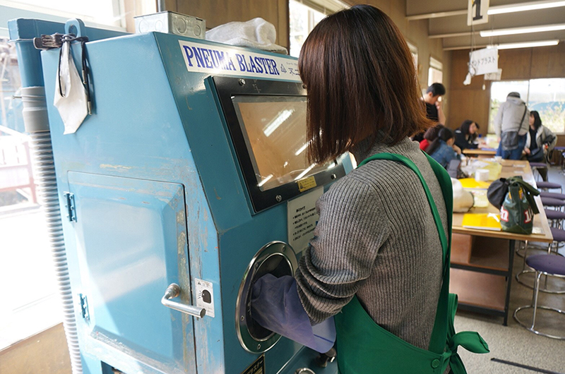 月夜野びーどろパークのサンドブラスト体験