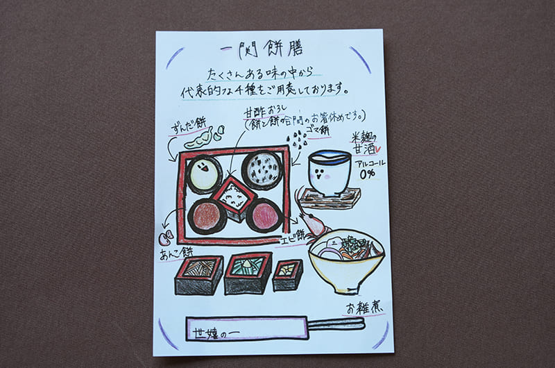 手書きのお品書き