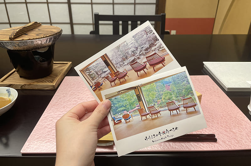 メニューが書かれたポストカード