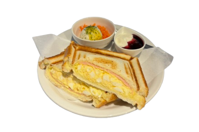 杜の香り 仙台駅店の「ハムとタマゴのホットサンド」（写真提供：服部コーヒーフーズ株式会社）。